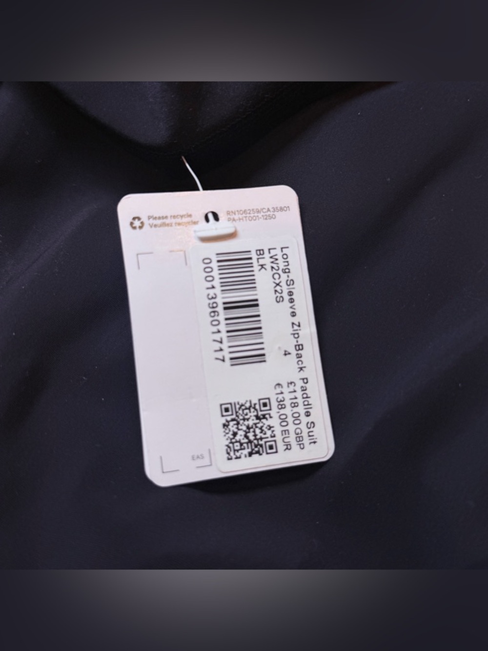 Lululemon Long Sleeve Zip Back Paddle Suit Medium Bum Coverage size 4 Black BLK - Picture 6 of 6
